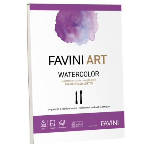 Blocco collato Watercolor Favini Art 10fg 300gr A5